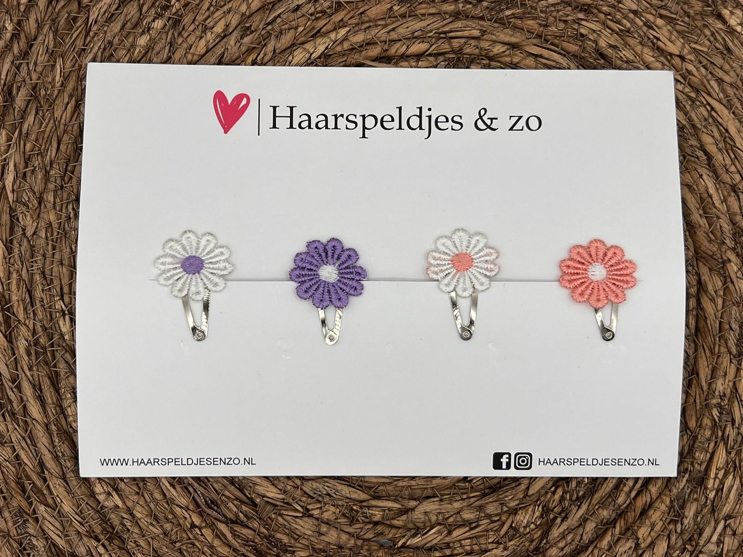 Haarspeldje flower setje 3 - bloemen - voorjaar - zomer - 3 cm speldjes