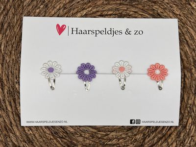 Haarspeldje flower setje 3 - bloemen - voorjaar - zomer - 3 cm speldjes
