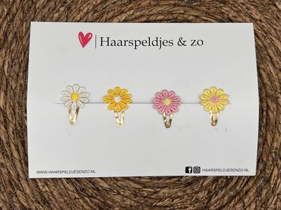 Haarspeldje flower setje 1 - bloemen - voorjaar - zomer - 3 cm speldjes