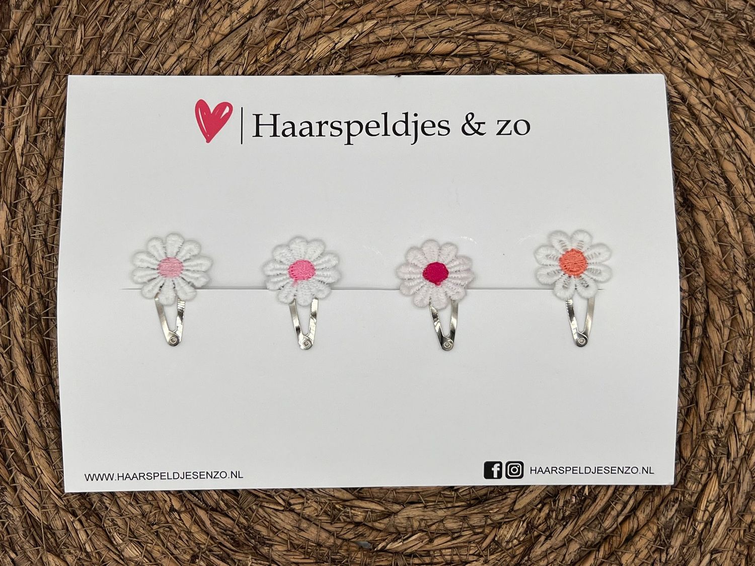 Haarspeldje flower setje 5 - bloemen - voorjaar - zomer - 3 cm speldjes