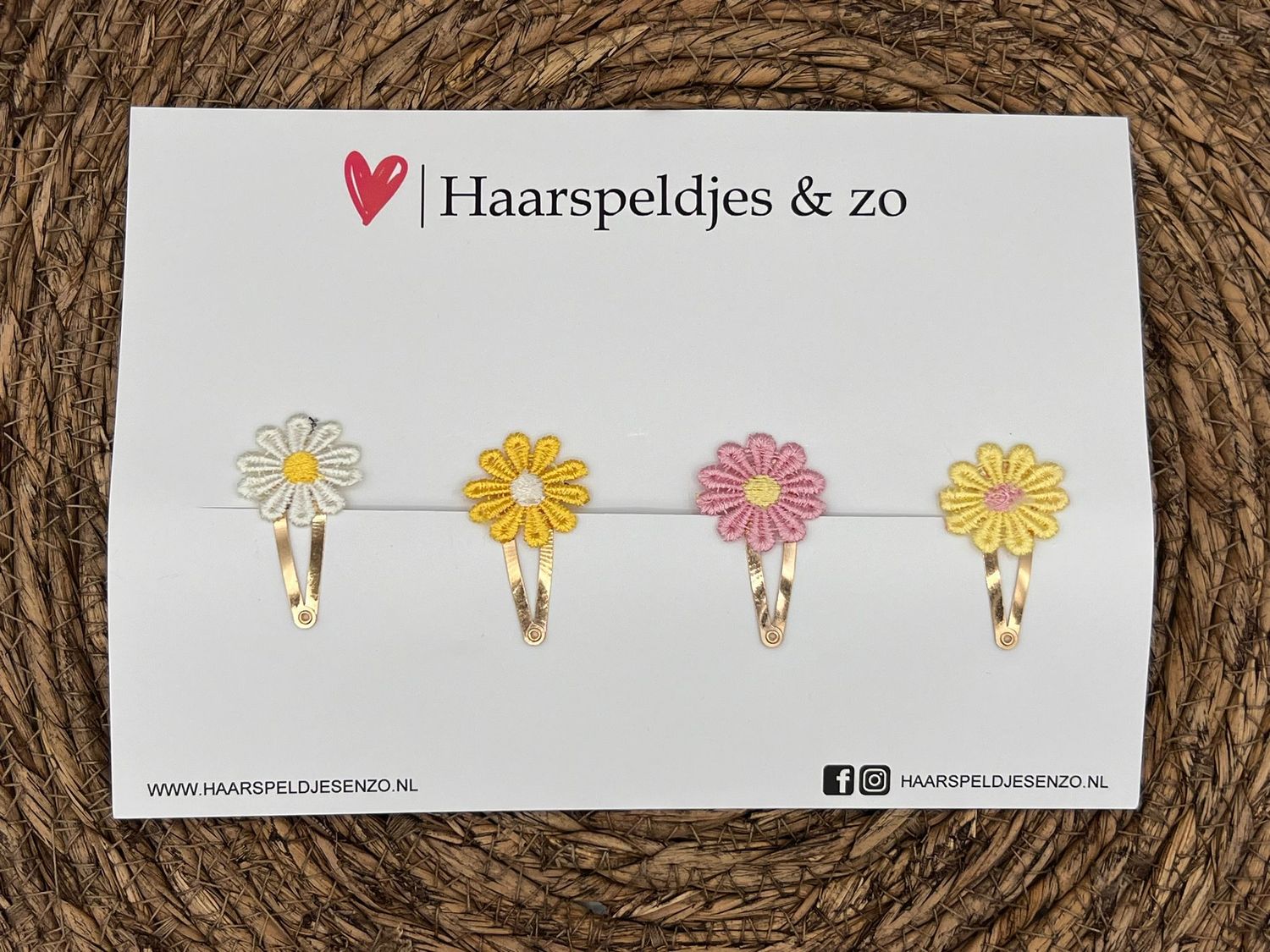 Haarspeldje flower setje 1 - bloemen - voorjaar - zomer - 4 cm speldjes