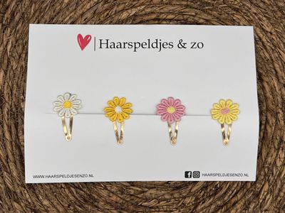 Haarspeldje flower setje 1 - bloemen - voorjaar - zomer - 4 cm speldjes