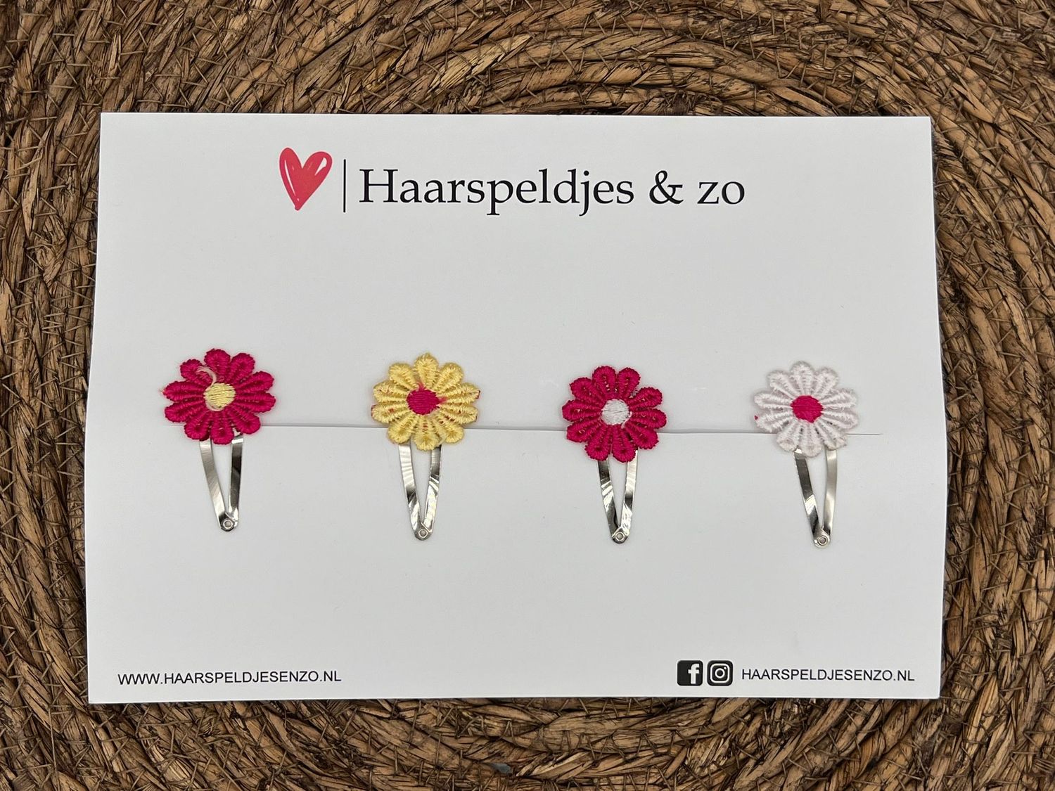 Haarspeldje flower setje 2 - bloemen - voorjaar - zomer - 4 cm speldjes