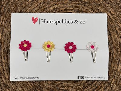 Haarspeldje flower setje 2 - bloemen - voorjaar - zomer - 4 cm speldjes