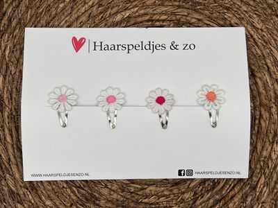 Haarspeldje flower setje 4 - bloemen - voorjaar - zomer - 4 cm speldjes