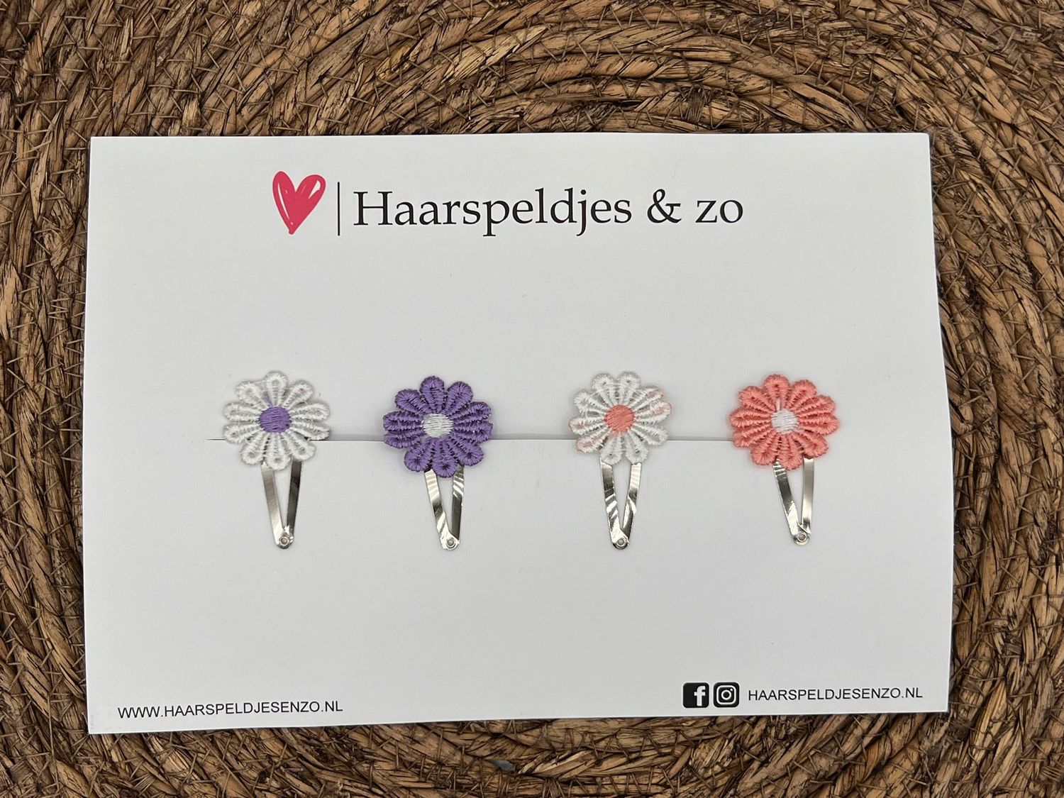 Haarspeldje flower setje 3 - bloemen - voorjaar - zomer - 4 cm speldjes