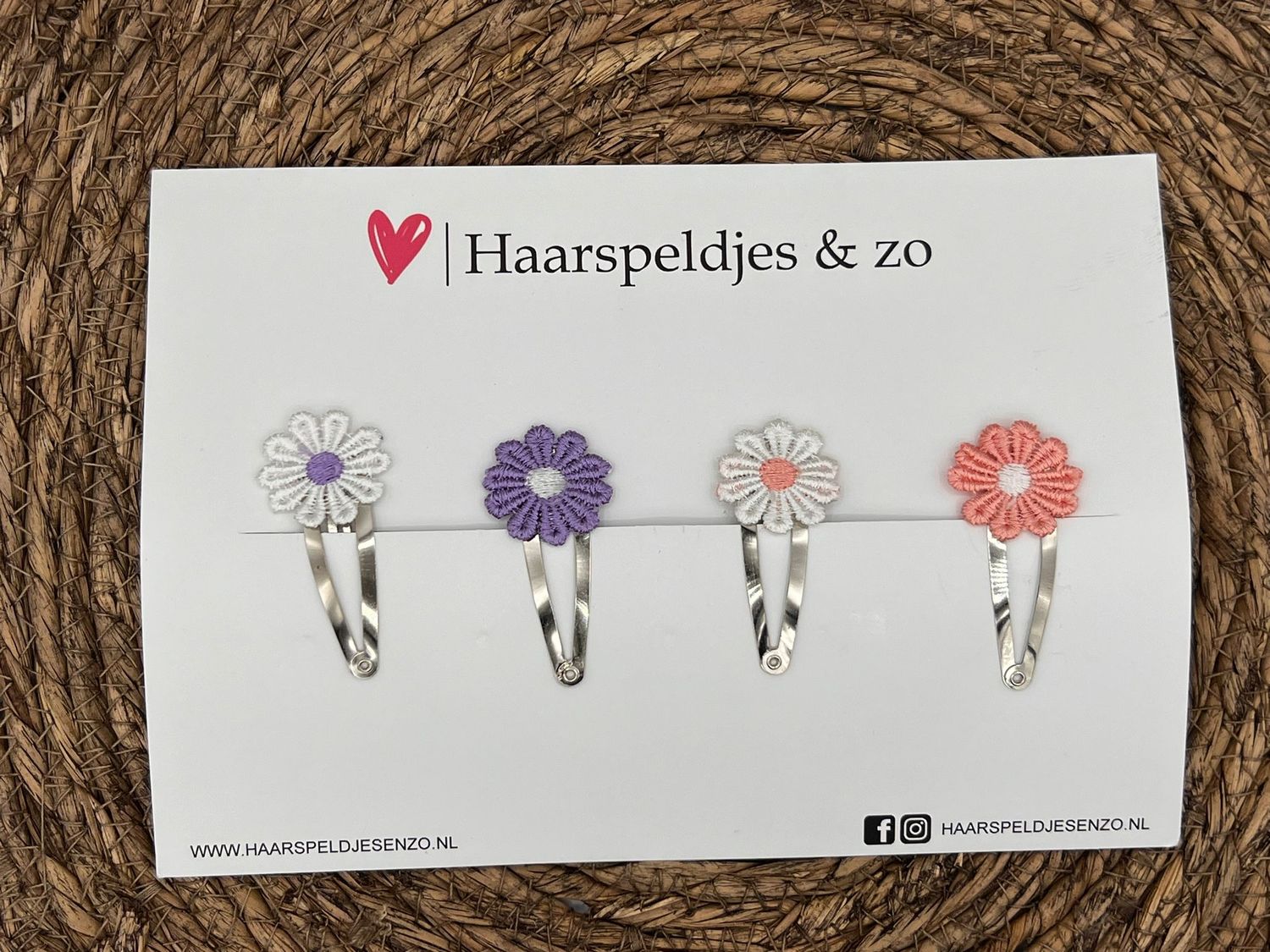Haarspeldje flower setje 3 - bloemen - voorjaar - zomer - 5 cm speldjes
