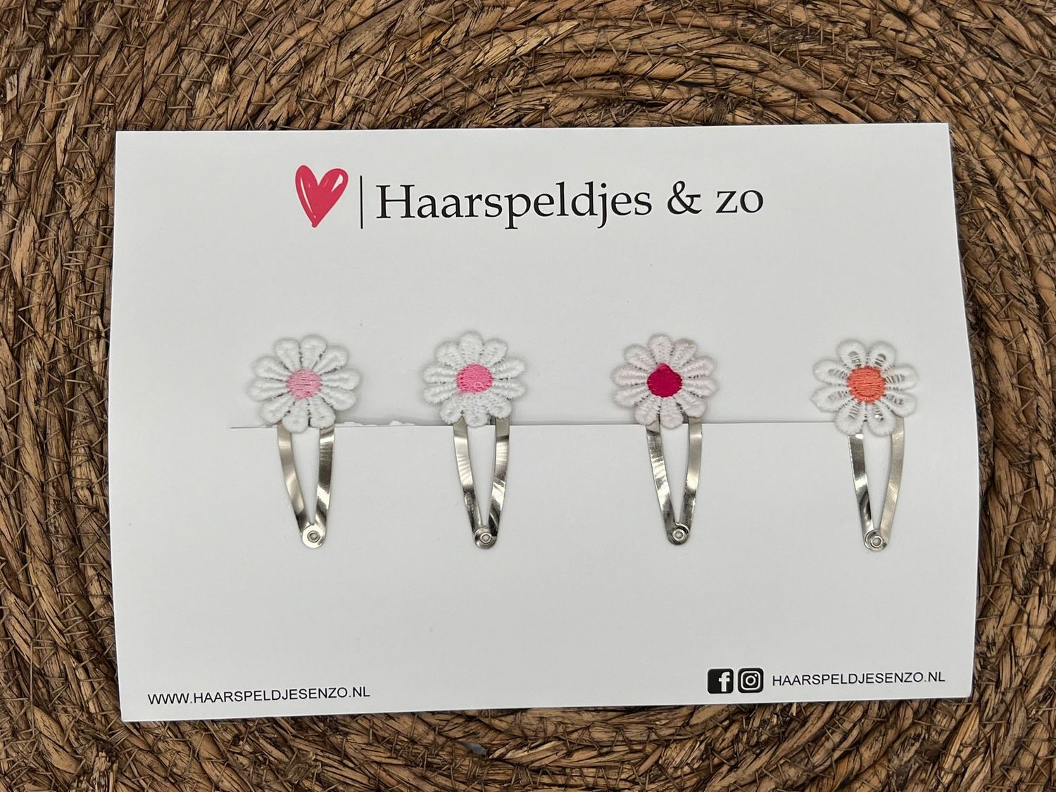 Haarspeldje flower setje 6 - bloemen - voorjaar - zomer - 5 cm speldjes