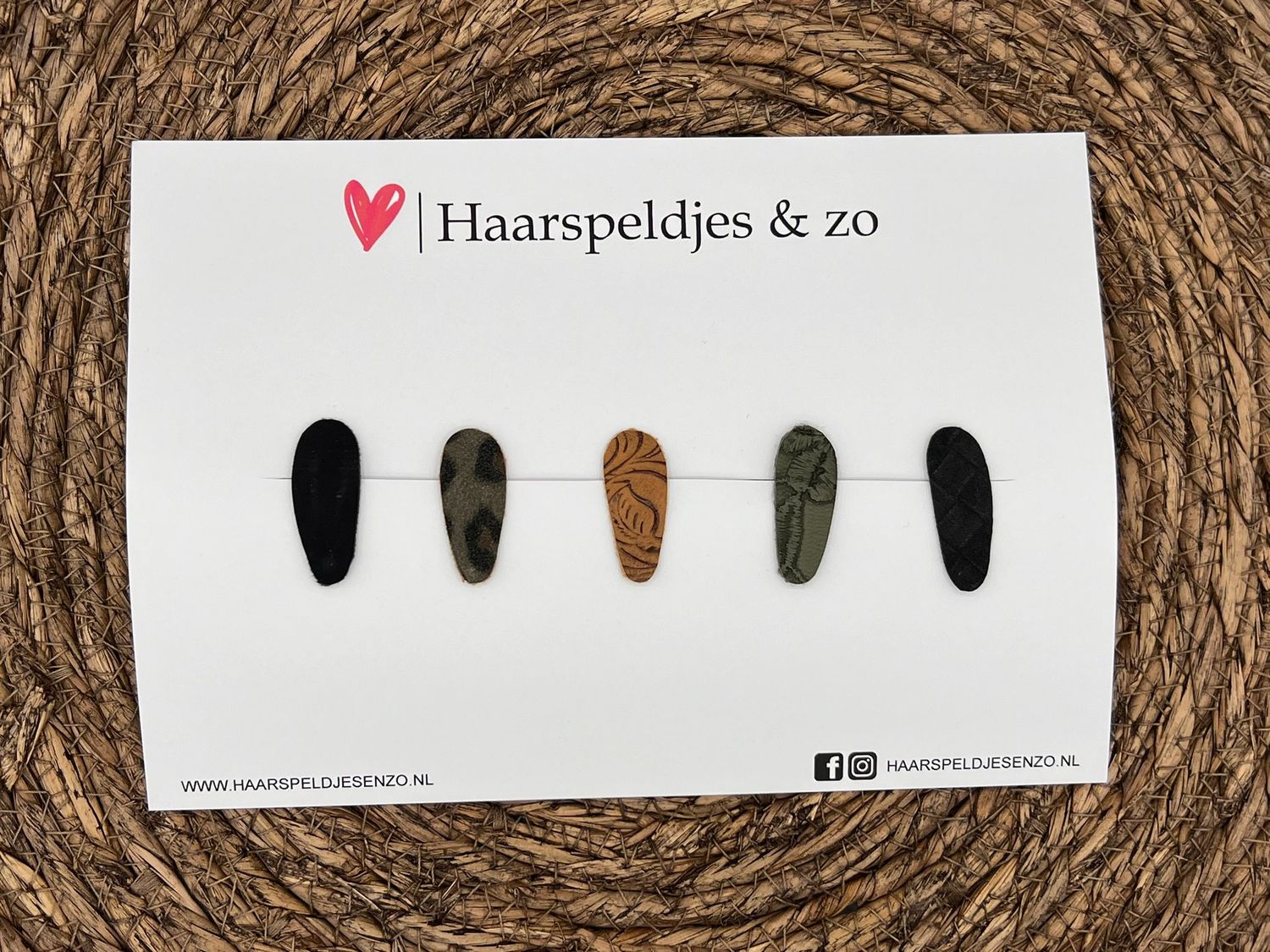 Haarspeldjes &#39;Lott&#39; setje 1 - speldje met imitatieleer - 3 cm speldjes