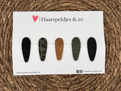 Haarspeldjes &#39;Lott&#39; setje 1 - speldje met imitatieleer - 5 cm speldjes