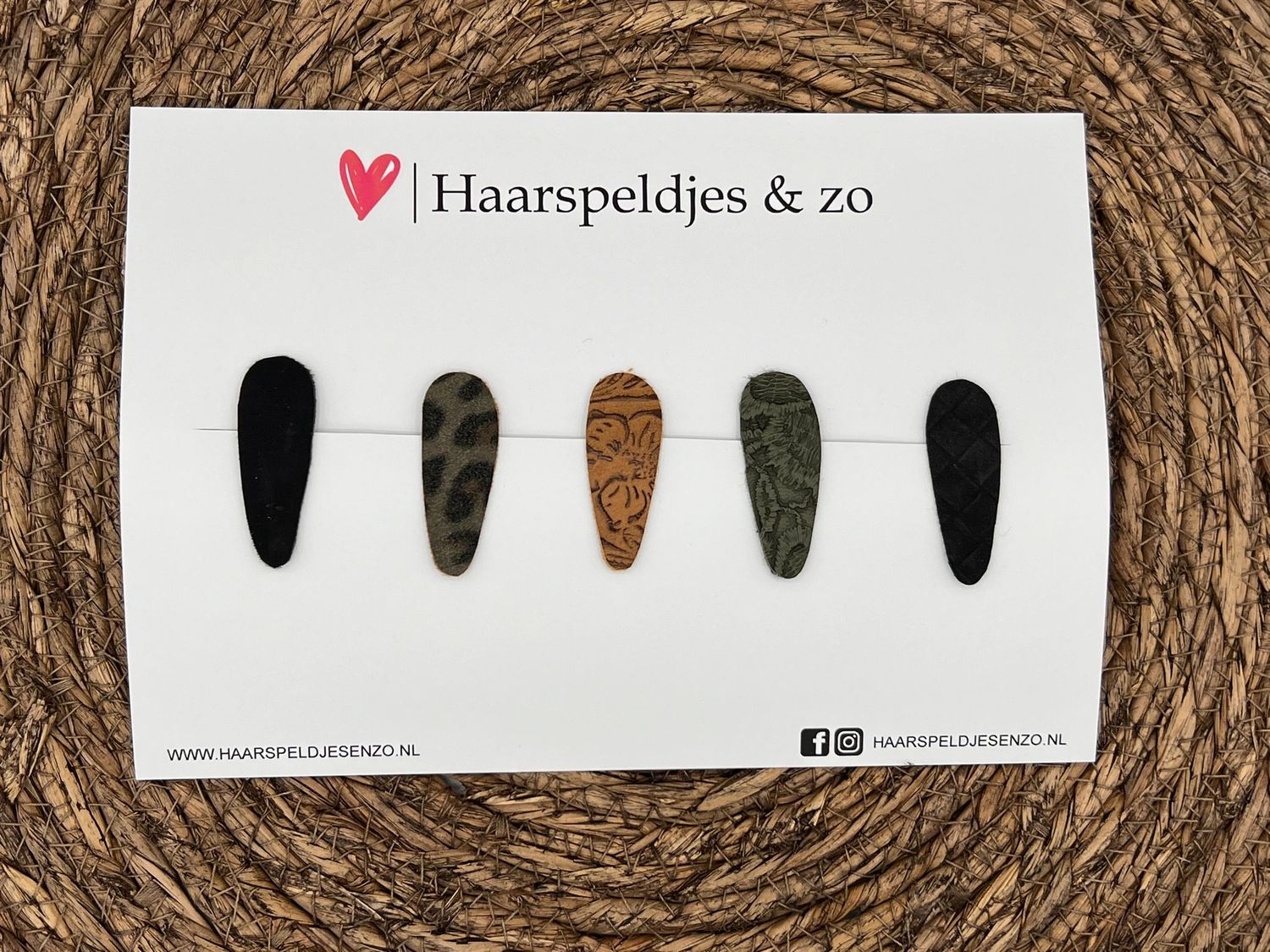 Haarspeldjes &#39;Lott&#39; setje 1 - speldje met imitatieleer - 4 cm speldjes