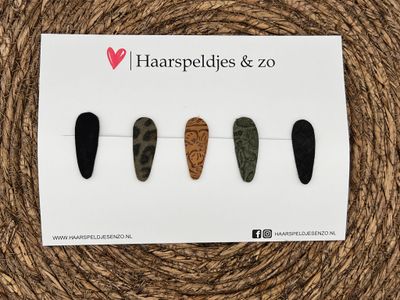 Haarspeldjes &#39;Lott&#39; setje 1 - speldje met imitatieleer - 4 cm speldjes