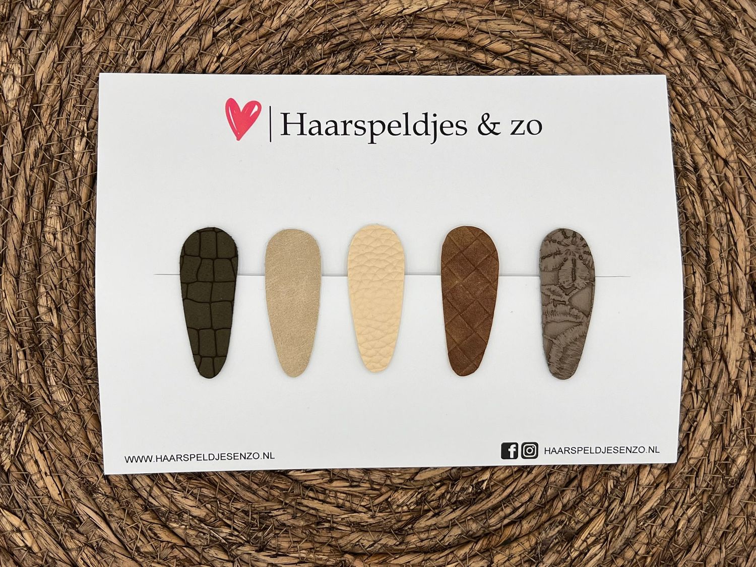Haarspeldjes &#39;Lott&#39; setje 2 - speldje met imitatieleer - 5 cm speldjes