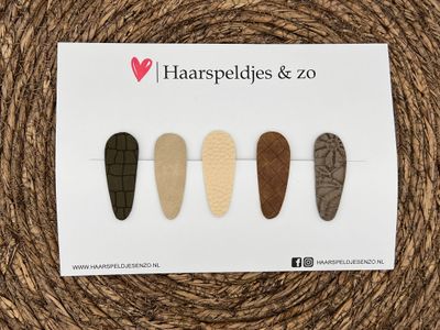 Haarspeldjes &#39;Lott&#39; setje 2 - speldje met imitatieleer - 5 cm speldjes