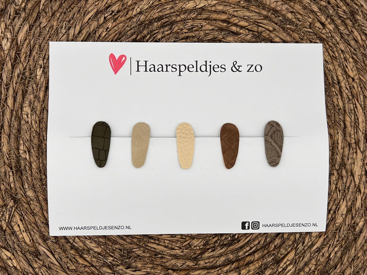 Haarspeldjes &#39;Lott&#39; setje 2 - speldje met imitatieleer - 3 cm speldjes
