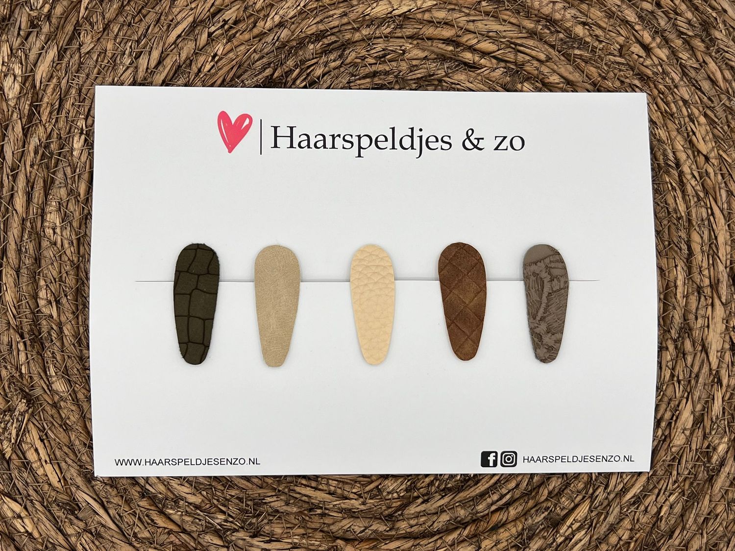Haarspeldjes &#39;Lott&#39; setje 2 - speldje met imitatieleer - 4 cm speldjes