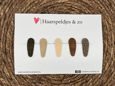 Haarspeldjes &#39;Lott&#39; setje 2 - speldje met imitatieleer - 4 cm speldjes