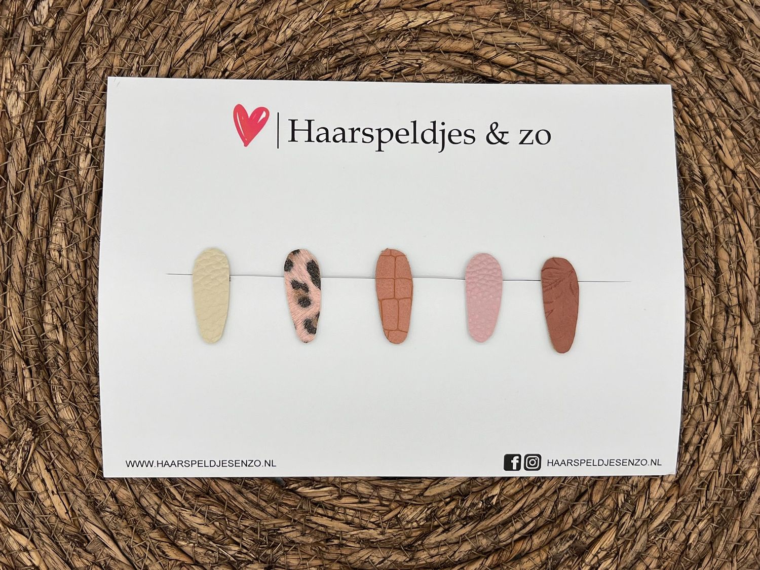 Haarspeldjes &#39;Lott&#39; setje 3 - speldje met imitatieleer - 3 cm speldjes