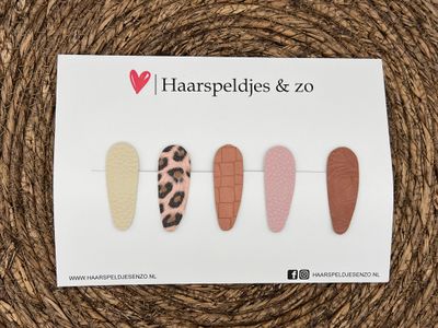 Haarspeldjes &#39;Lott&#39; setje 3 - speldje met imitatieleer - 5 cm speldjes