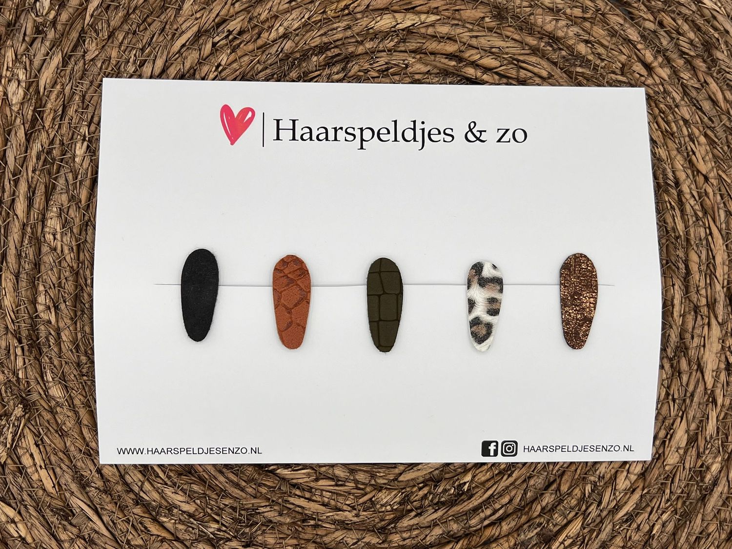 Haarspeldjes &#39;Lott&#39; setje 4 - speldje met imitatieleer - 3 cm speldjes