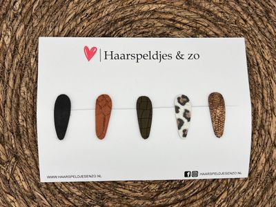 Haarspeldjes &#39;Lott&#39; setje 4 - speldje met imitatieleer - 4 cm speldjes