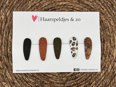 Haarspeldjes &#39;Lott&#39; setje 4 - speldje met imitatieleer - 5 cm speldjes