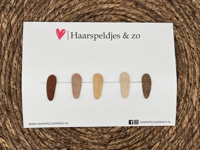 Haarspeldjes &#39;Lott&#39; setje 5 - speldje met imitatieleer - 3 cm speldjes