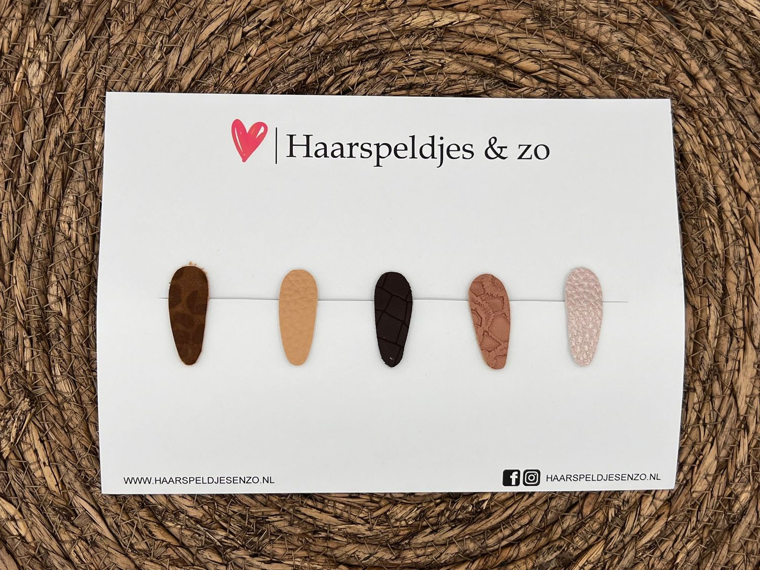 Haarspeldjes &#39;Lott&#39; setje 7 - speldje met imitatieleer - 3 cm speldjes