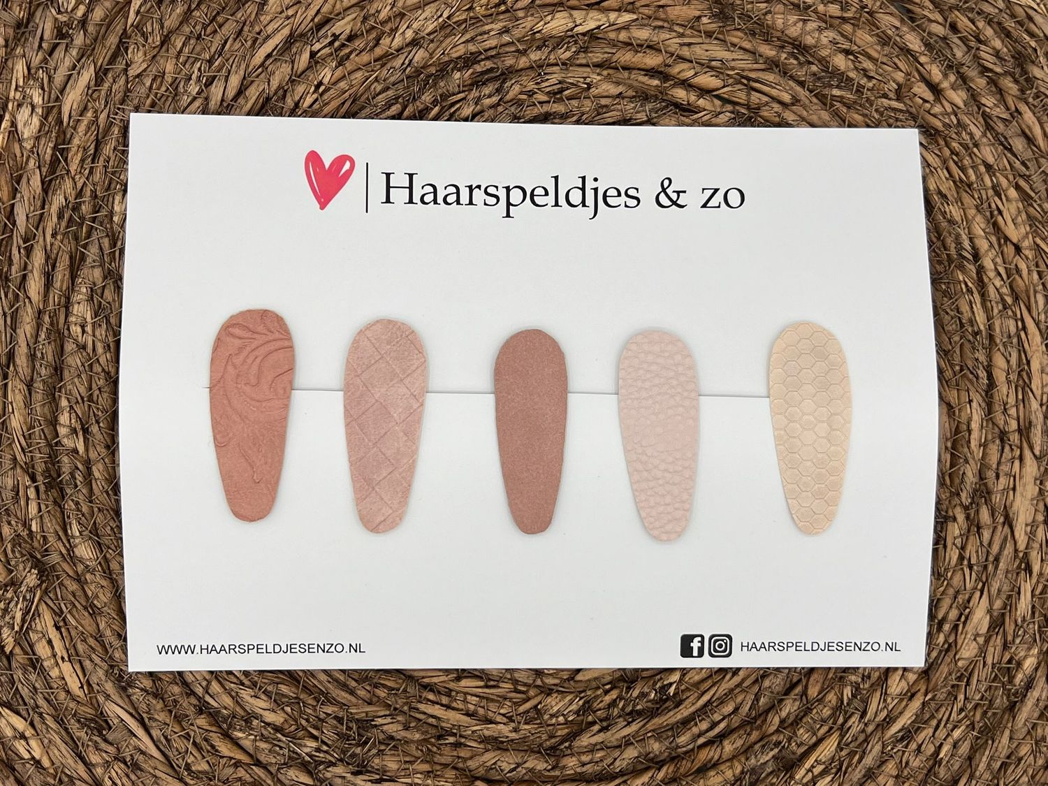Haarspeldjes &#39;Lott&#39; setje 8 - speldje met imitatieleer - 5 cm speldjes