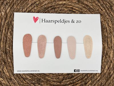 Haarspeldjes &#39;Lott&#39; setje 8 - speldje met imitatieleer - 5 cm speldjes