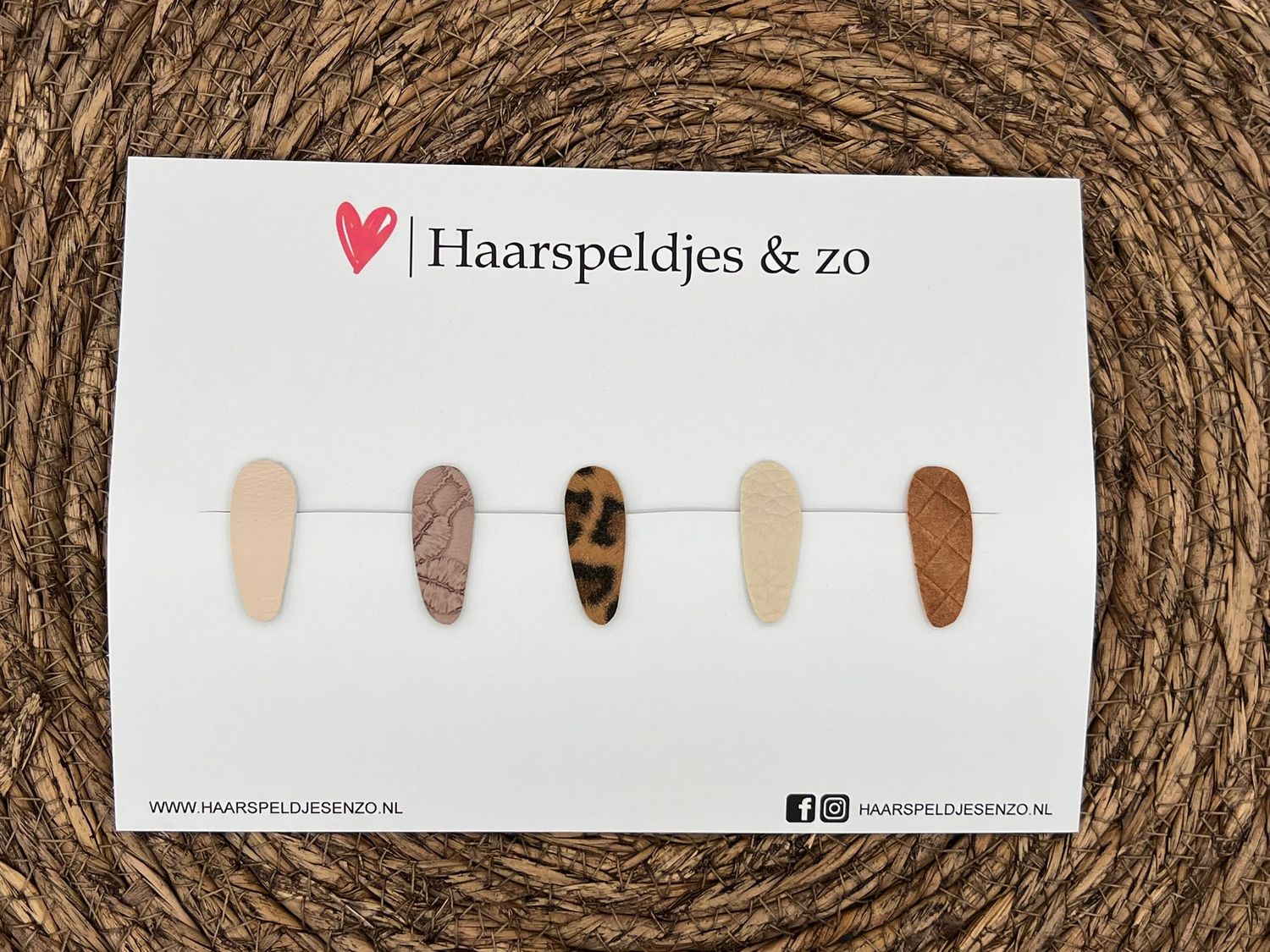 Haarspeldjes &#39;Lott&#39; setje 9 - speldje met imitatieleer - 3 cm speldjes