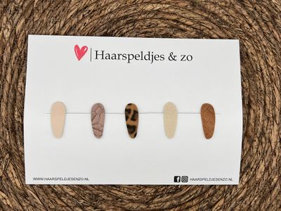 Haarspeldjes &#39;Lott&#39; setje 9 - speldje met imitatieleer - 3 cm speldjes