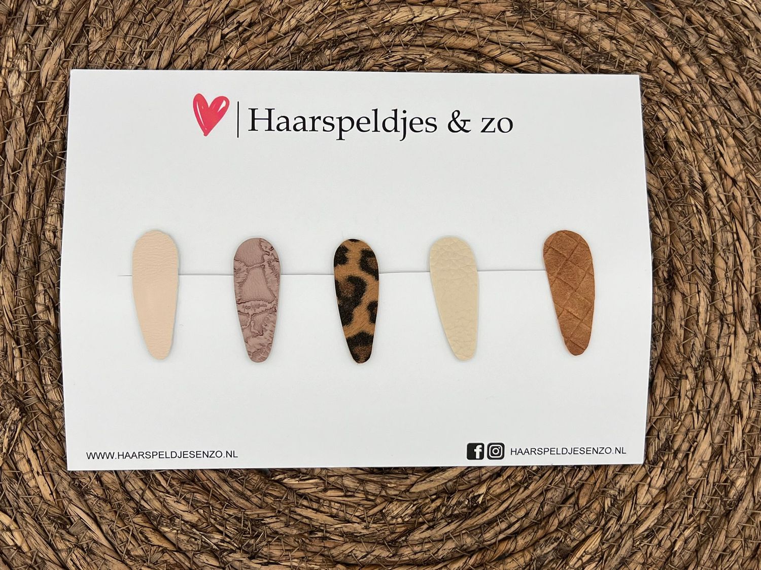 Haarspeldjes &#39;Lott&#39; setje 9 - speldje met imitatieleer - 4 cm speldjes