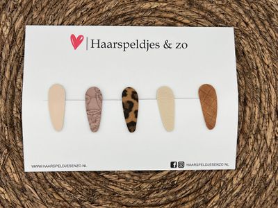Haarspeldjes &#39;Lott&#39; setje 9 - speldje met imitatieleer - 4 cm speldjes