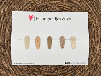 Haarspeldjes &#39;Lott&#39; setje 10 - speldje met imitatieleer - 3 cm speldjes