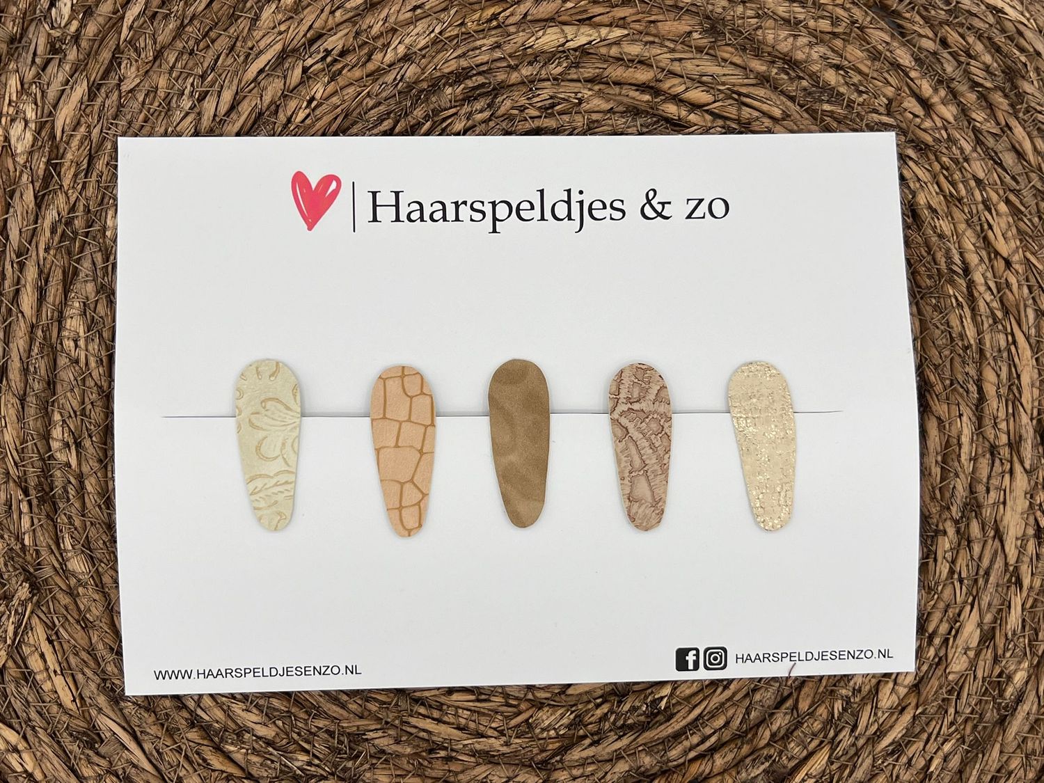 Haarspeldjes &#39;Lott&#39; setje 10 - speldje met imitatieleer - 4 cm speldjes
