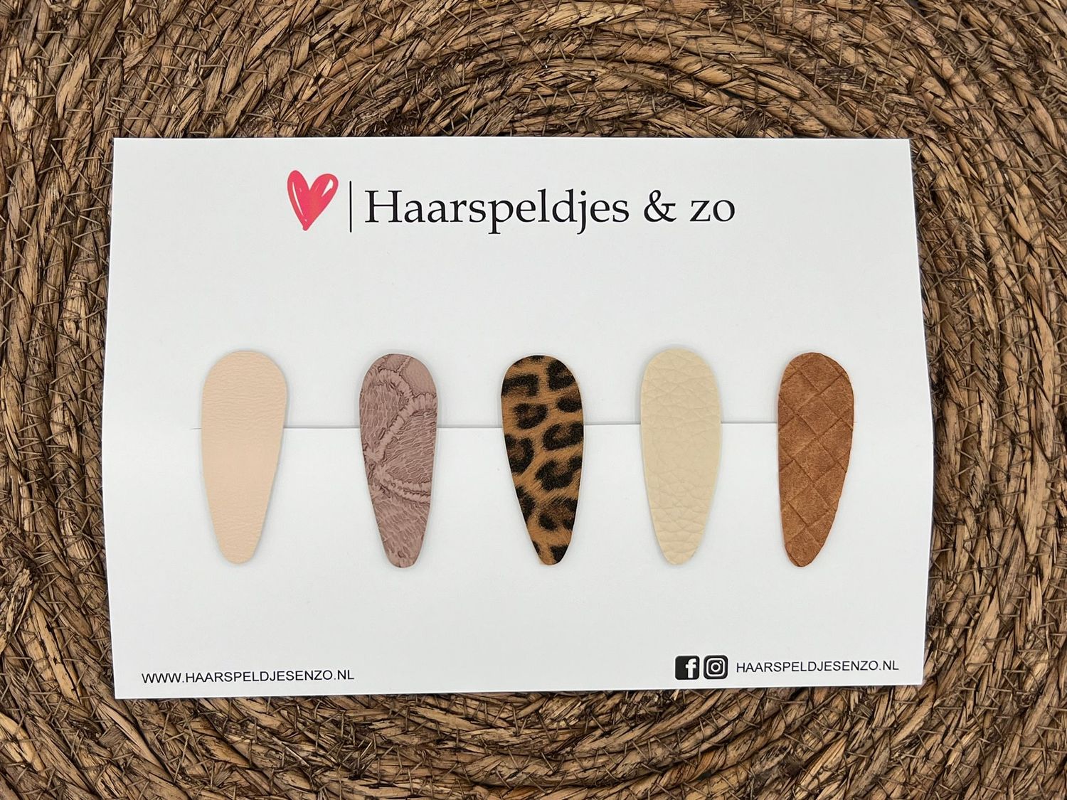 Haarspeldjes &#39;Lott&#39; setje 9 - speldje met imitatieleer - 5 cm speldjes