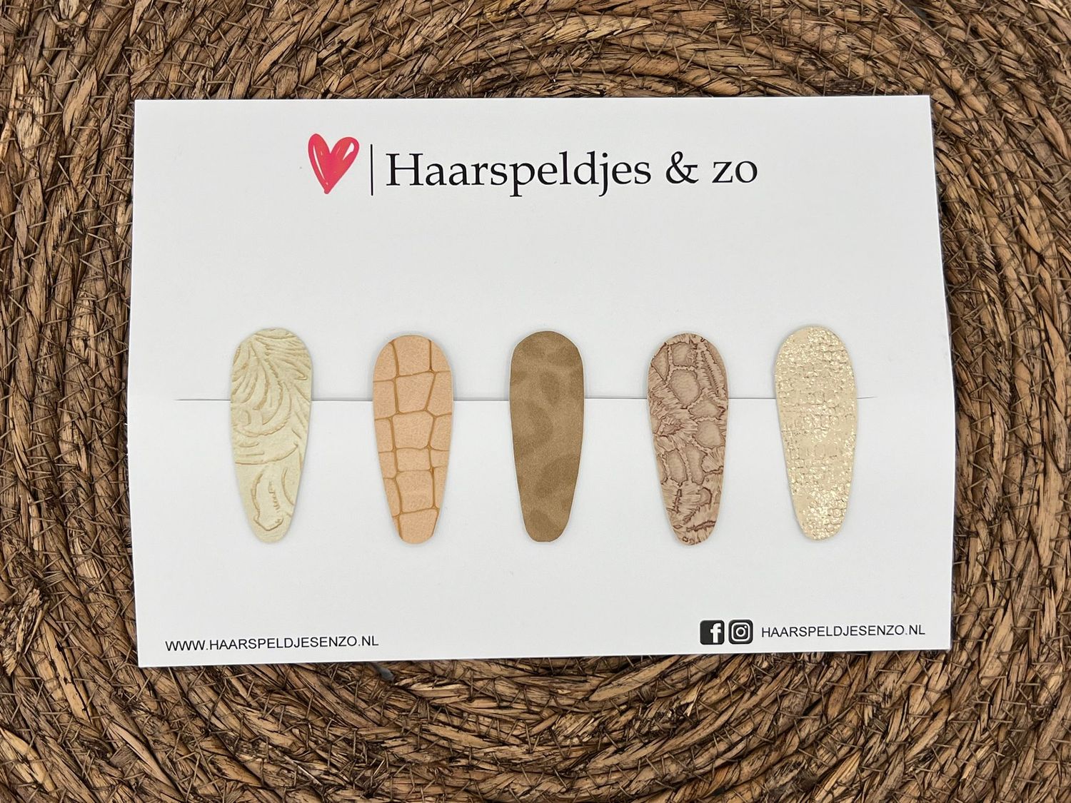 Haarspeldjes &#39;Lott&#39; setje 10 - speldje met imitatieleer - 5 cm speldjes