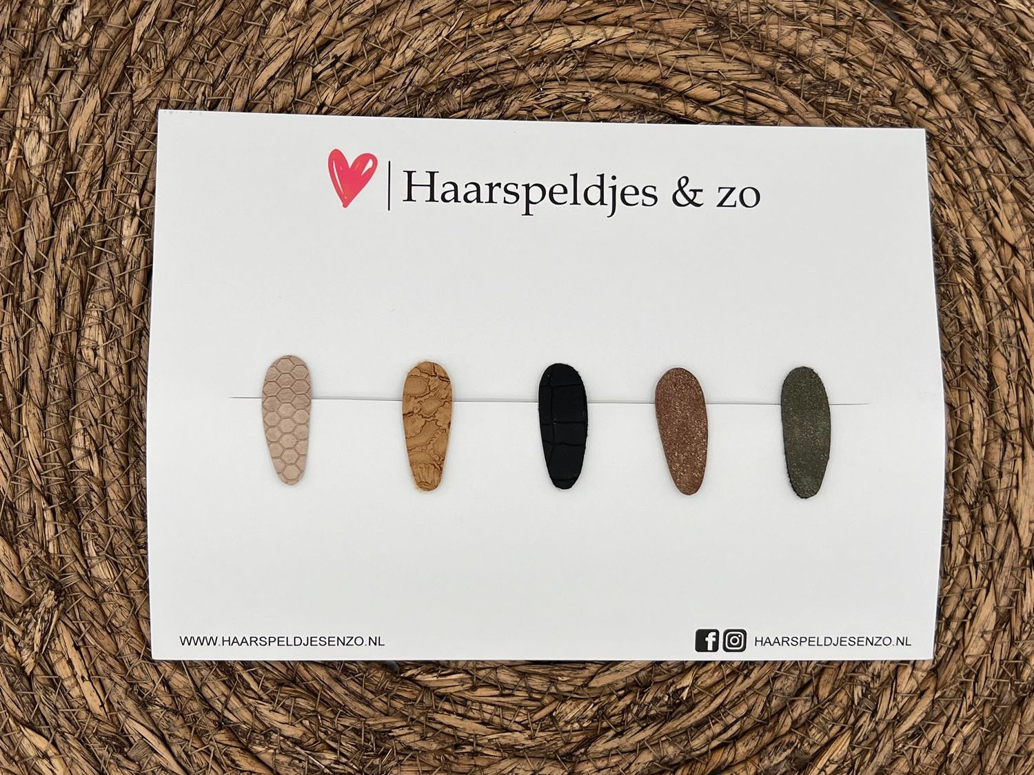 Haarspeldjes &#39;Lott&#39; setje 11 - speldje met imitatieleer - 3 cm speldjes