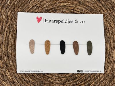 Haarspeldjes &#39;Lott&#39; setje 11 - speldje met imitatieleer - 3 cm speldjes