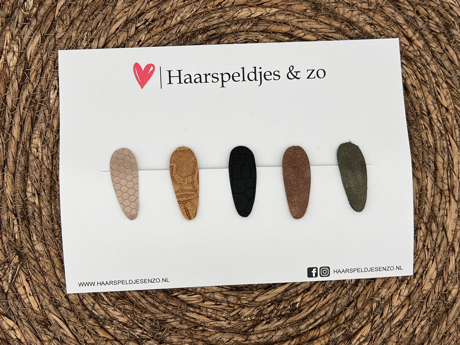 Haarspeldjes &#39;Lott&#39; setje 11 - speldje met imitatieleer - 4 cm speldjes