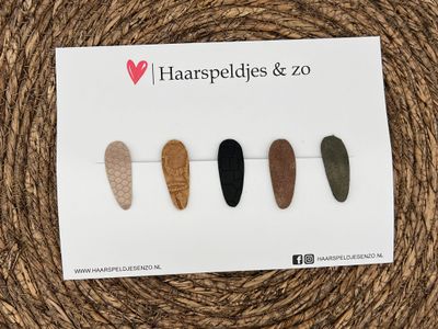 Haarspeldjes &#39;Lott&#39; setje 11 - speldje met imitatieleer - 4 cm speldjes