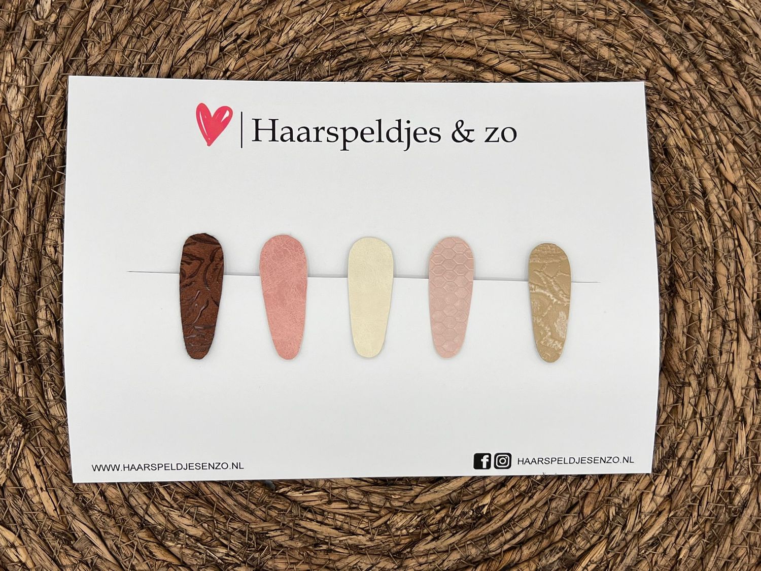 Haarspeldjes &#39;Lott&#39; setje 12 - speldje met imitatieleer - 4 cm speldjes