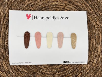 Haarspeldjes &#39;Lott&#39; setje 12 - speldje met imitatieleer - 4 cm speldjes