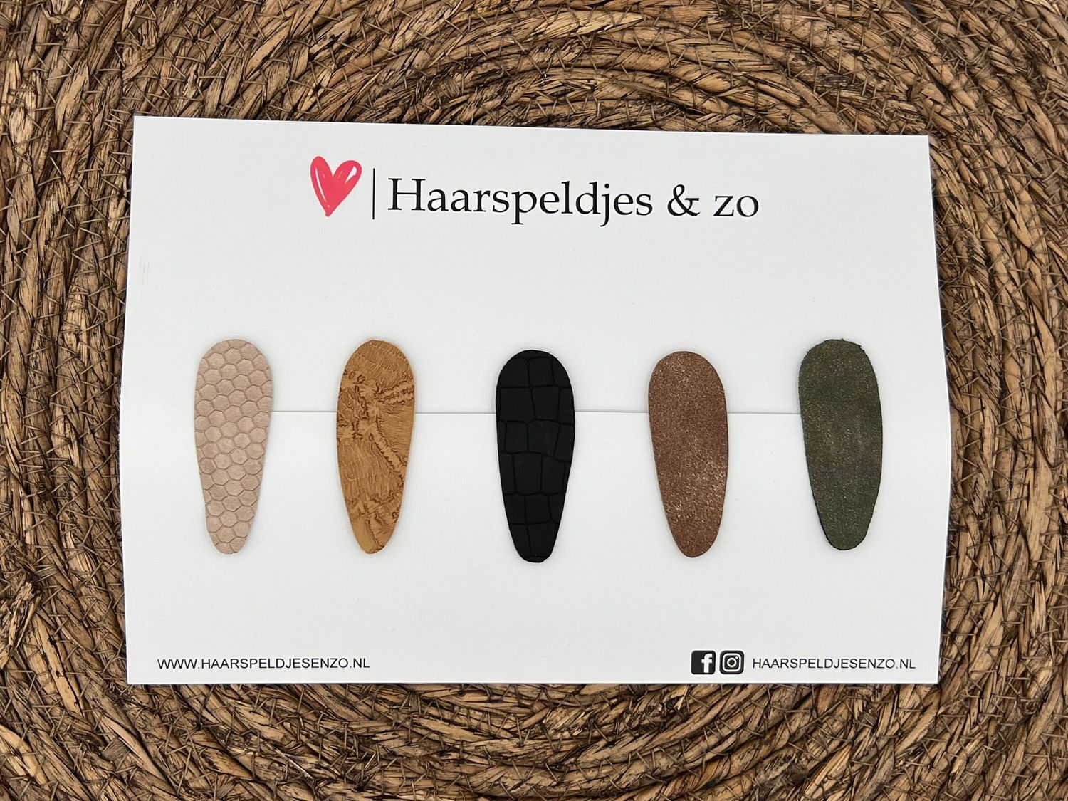 Haarspeldjes &#39;Lott&#39; setje 11 - speldje met imitatieleer - 5 cm speldjes