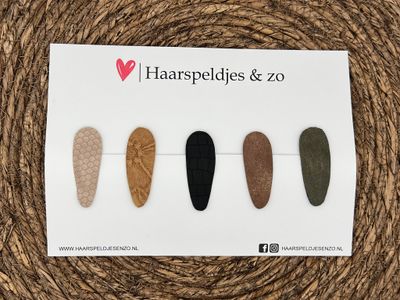 Haarspeldjes &#39;Lott&#39; setje 11 - speldje met imitatieleer - 5 cm speldjes