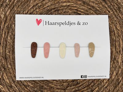 Haarspeldjes &#39;Lott&#39; setje 12 - speldje met imitatieleer - 3 cm speldjes