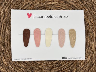 Haarspeldjes &#39;Lott&#39; setje 12 - speldje met imitatieleer - 5 cm speldjes