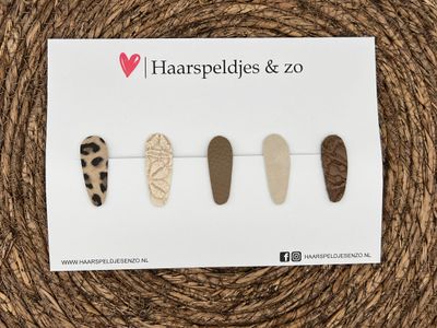 Haarspeldjes &#39;Lott&#39; setje 13 - speldje met imitatieleer - 4 cm speldjes