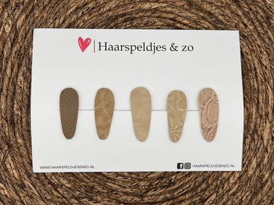 Haarspeldjes &#39;Lott&#39; setje 14 - speldje met imitatieleer - 5 cm speldjes